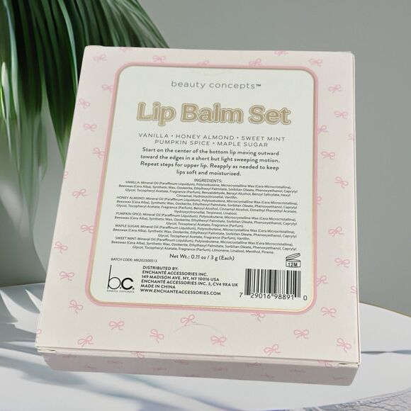 Beauty Concepts 5 Piece Lip Balm Set Ghosts & Bows 5 flavors see description - Picture 2 of 4